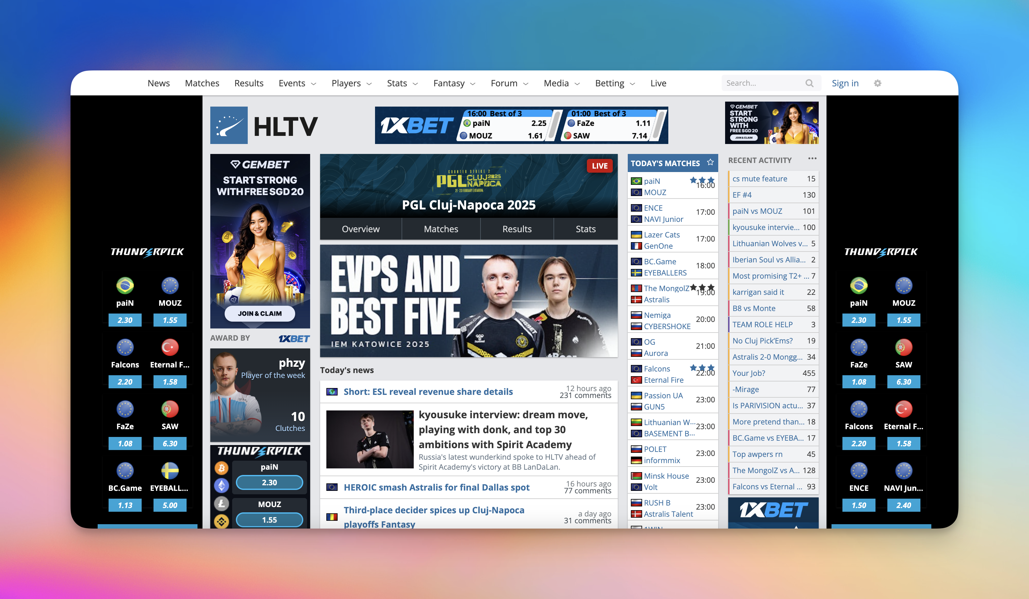 HLTV HomePage Screenshort