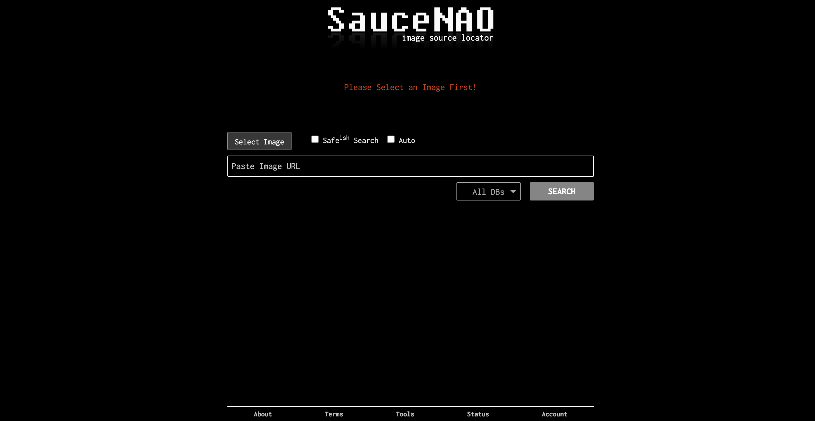 saucenao homapage screenshrot