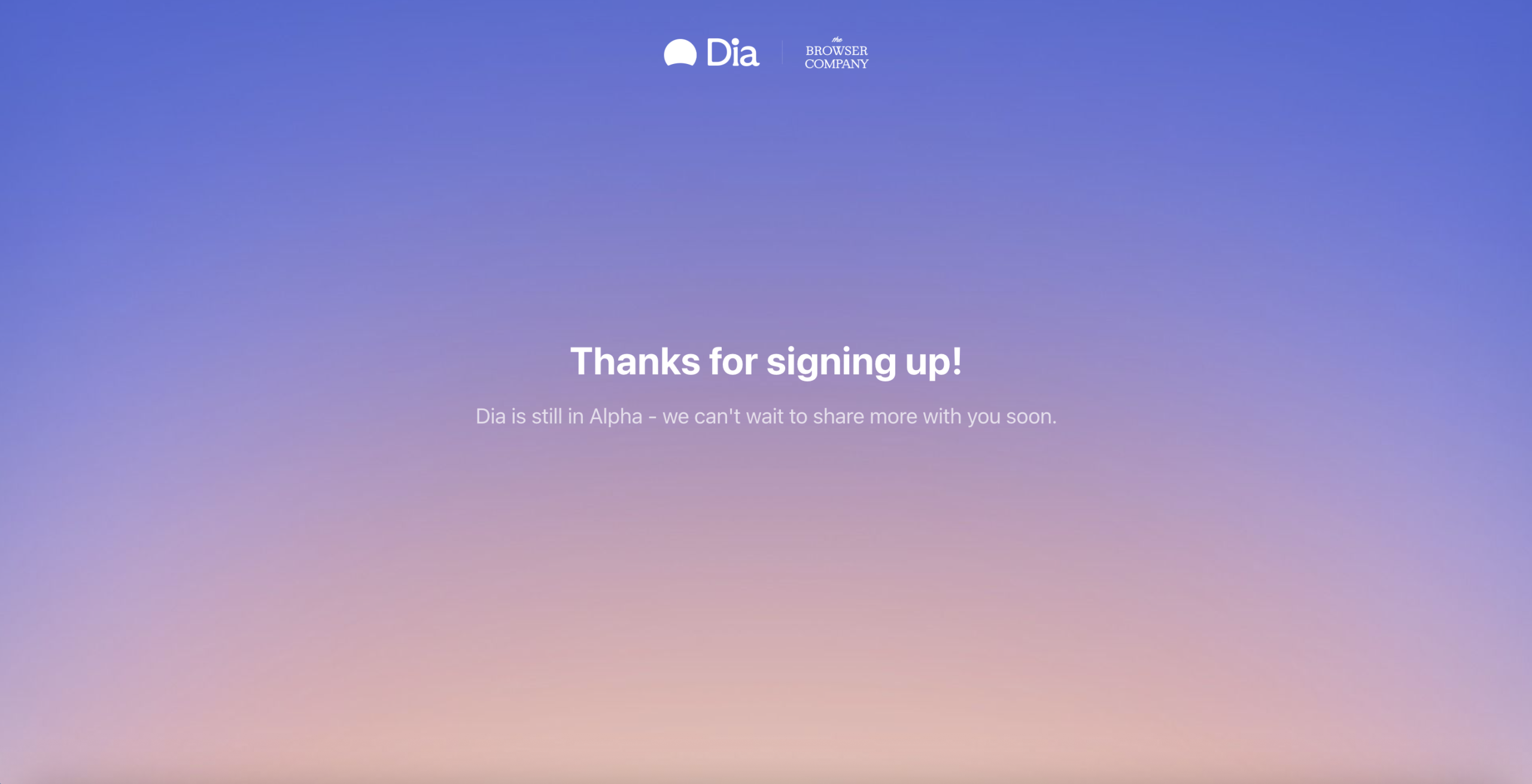 Dia Browser Waitlist screenshort
