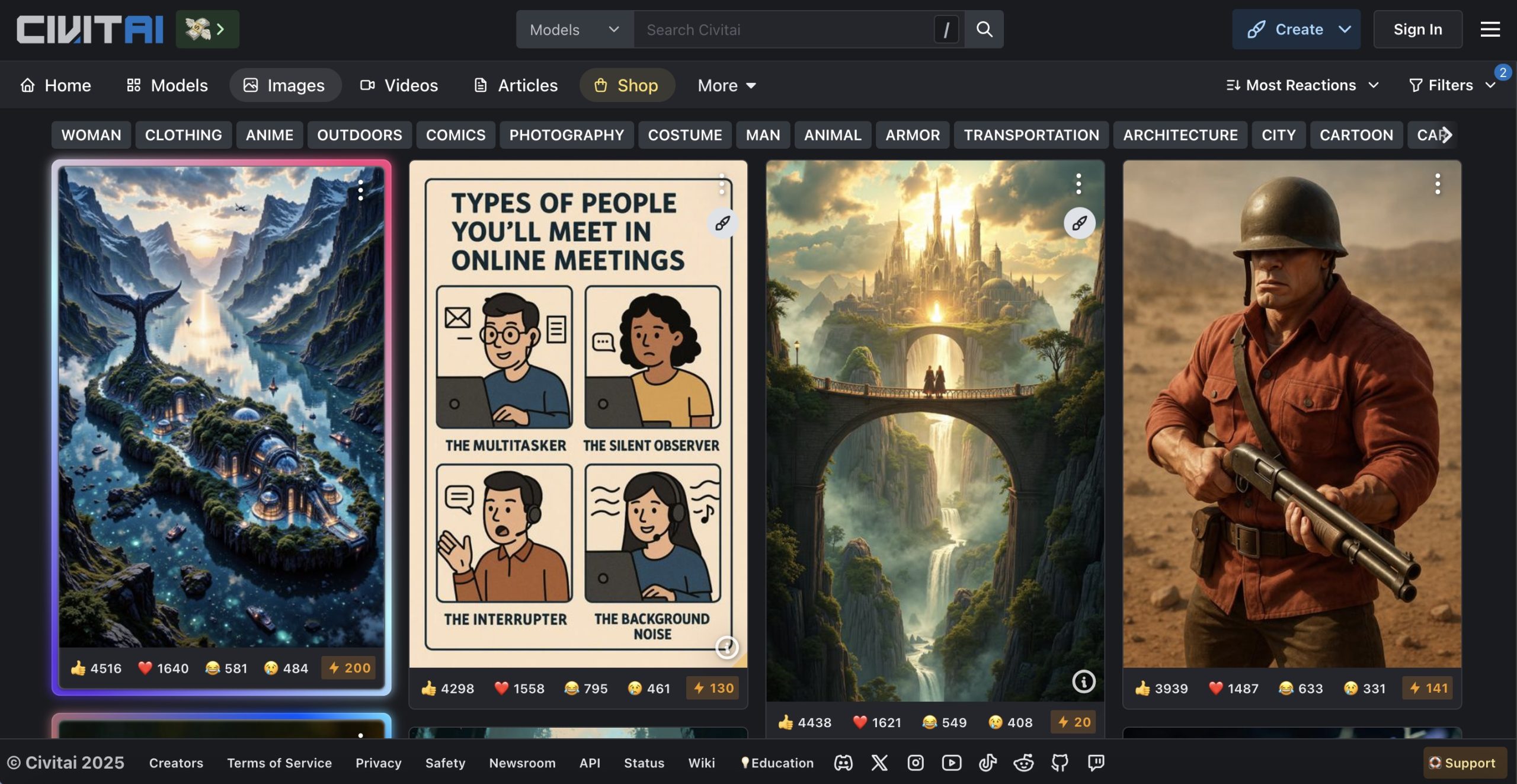 Civitai homepage